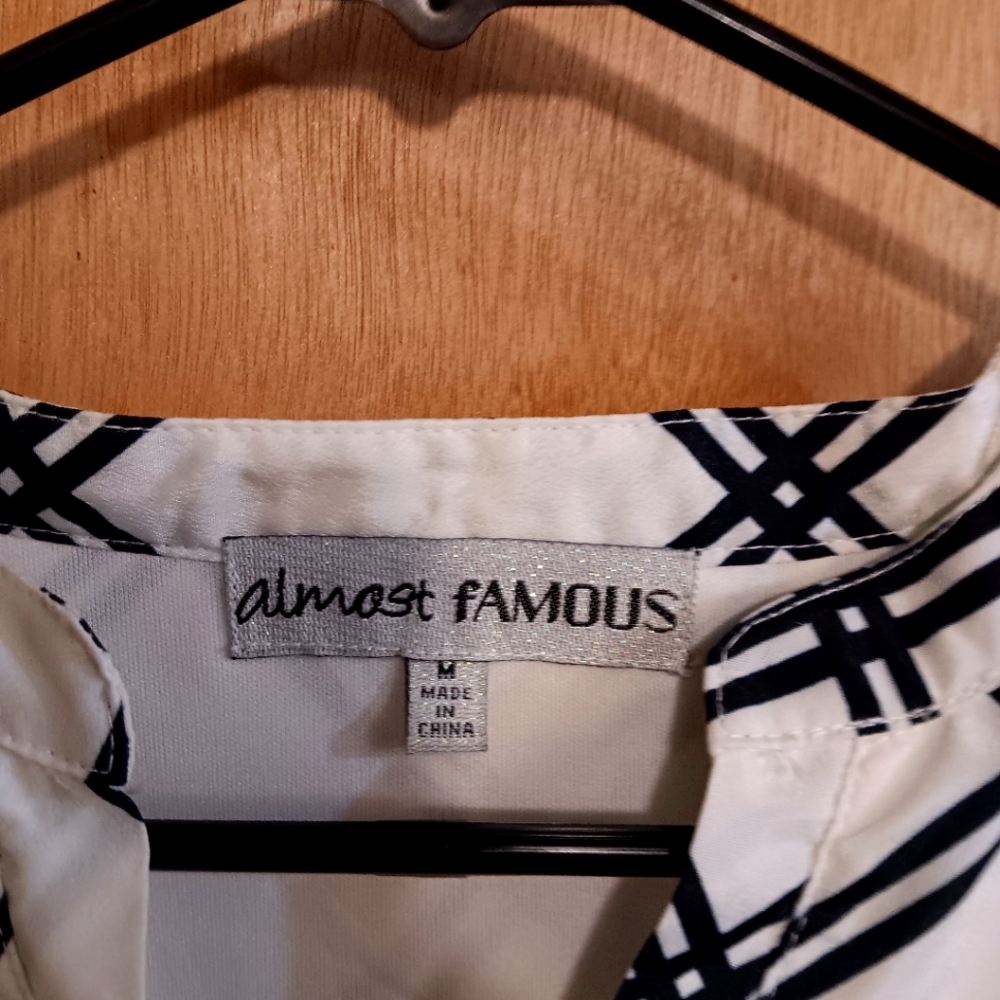 Almost Famous Black and White Shirt Dress 3/4 sleeves